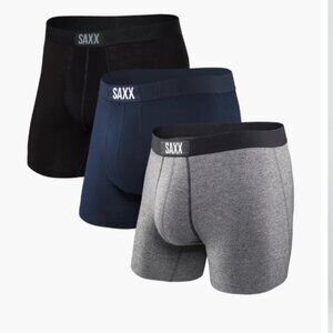 Saxx VIBE 3 pack Boxer Briefs Classic 18 Black, Gray, & Navy